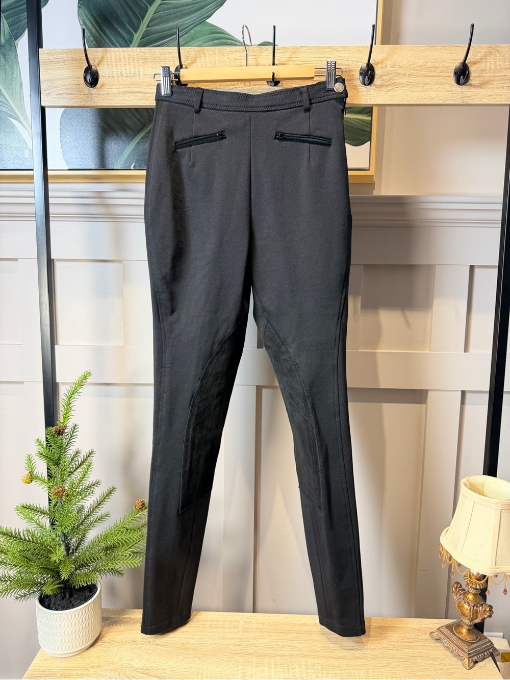 Black VN Jeans Women Slim Stretch Riding Pants Real leather Size US 26